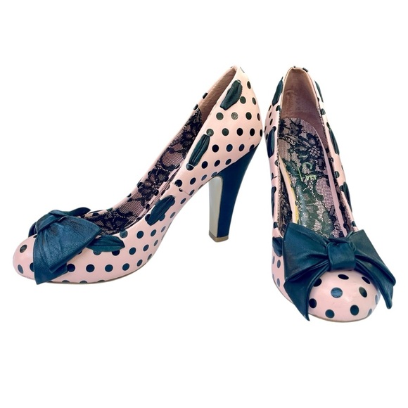 Office London Polka Dot Pin-Up Pumps -Size 7- 50s Retro Glam Coquette high heels - Picture 1 of 16